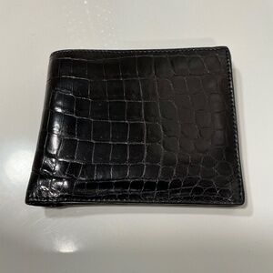 Bottega Veneta black croc bifold wallet
